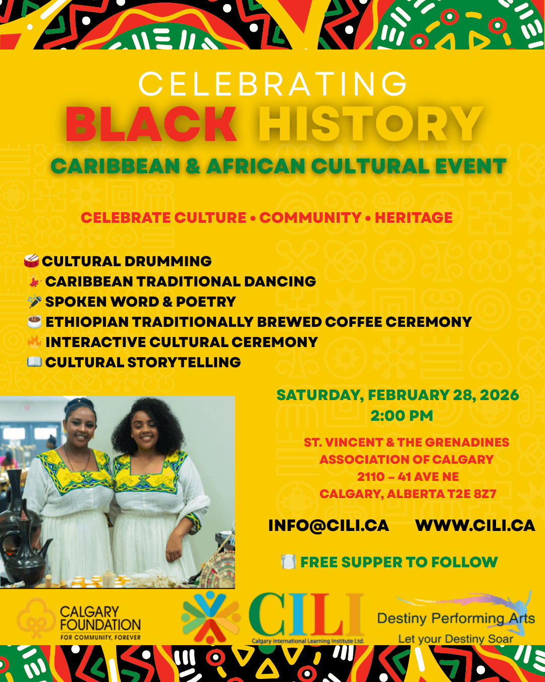 CILI Black History Month Caribbean and African cultural celebration poster
